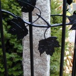Railing with maple leaf motif, forged steel